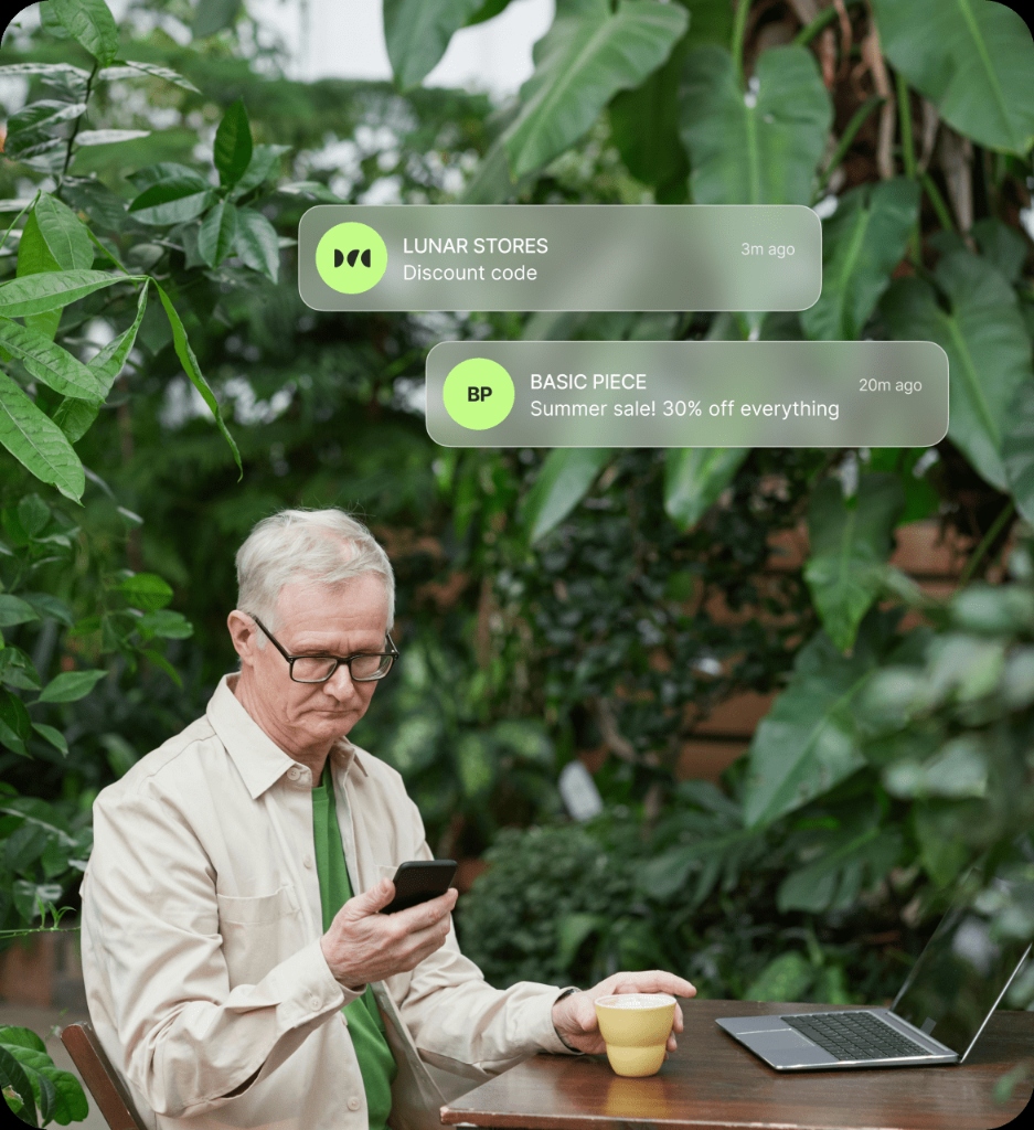Push notifications displaying on a phone screen